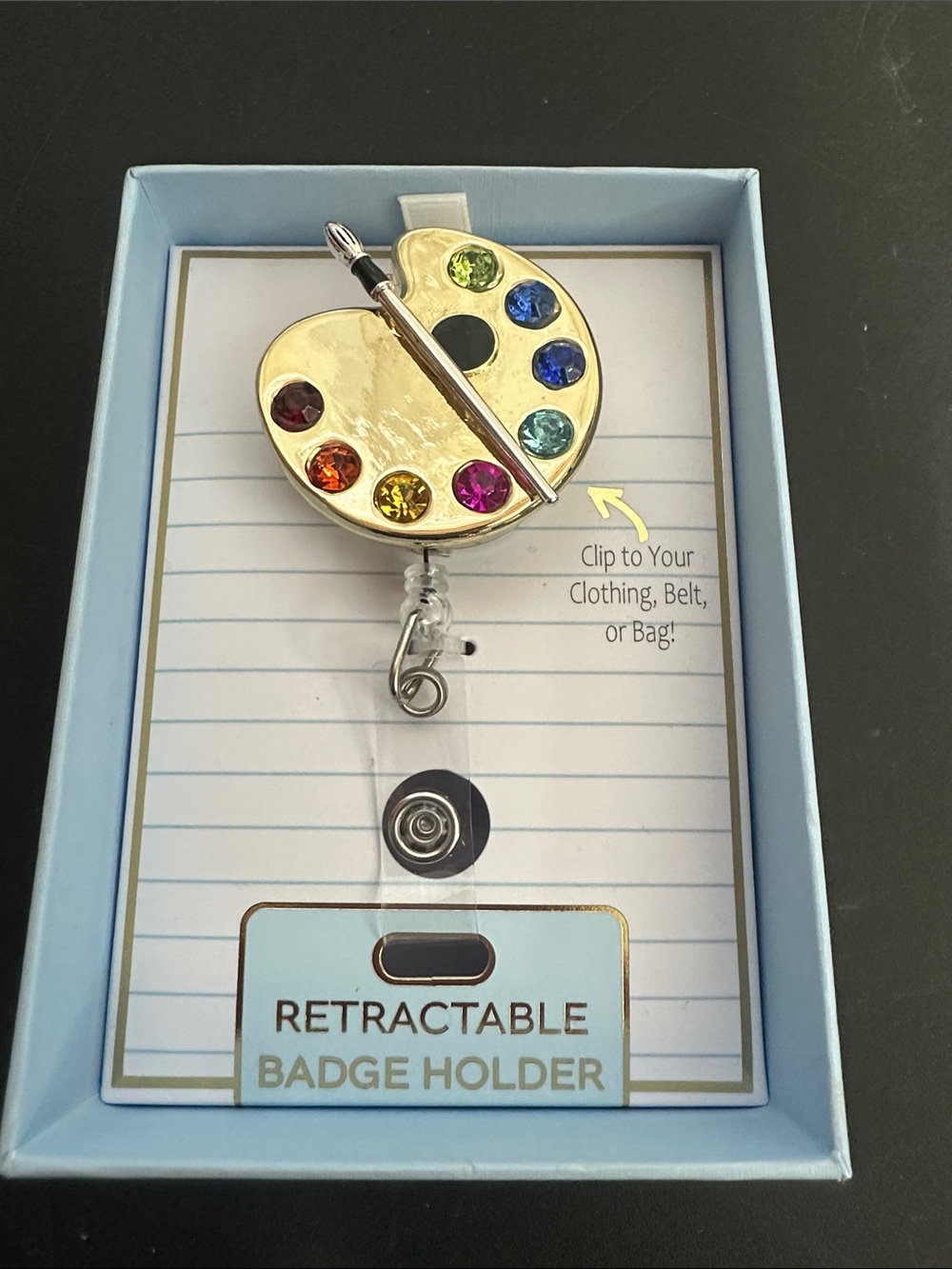 True to form painters palette retractable badge holder